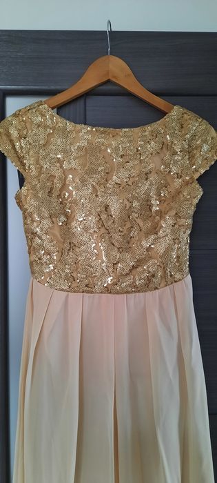 Rochie lunga S 38 eleganta auriu crem
