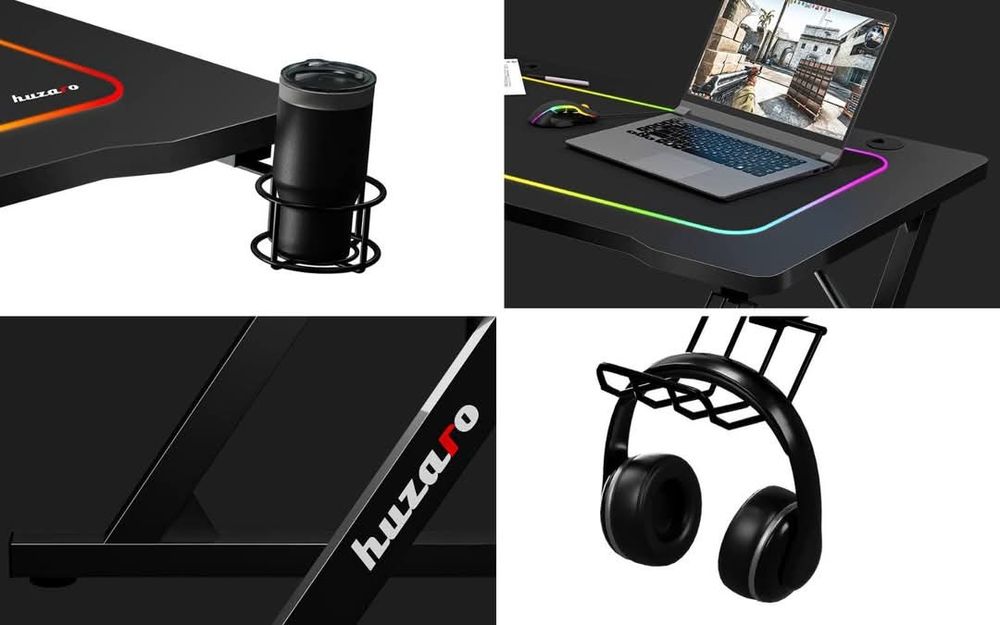 Birou pentru gaming Huzaro Hero 1.8, 100x60cm, Negru