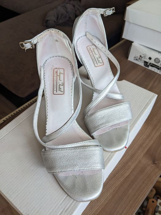 Sandale piele naturala argintii 36/37
