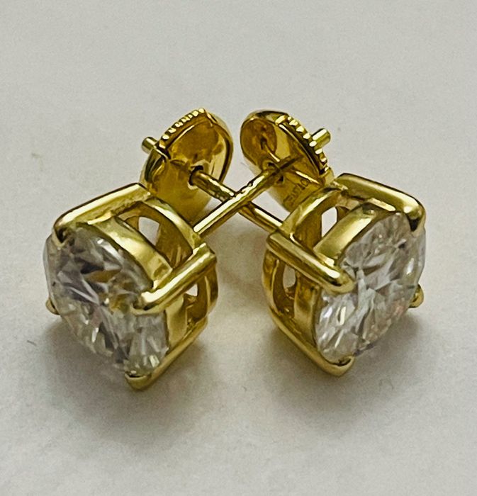 Tiffany & Co, 925, Сребърни  позлатени обеци с камък моасонит.