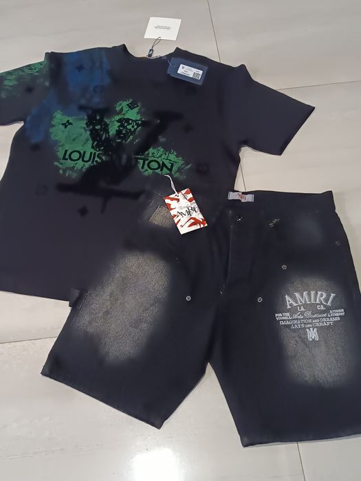 Compleu bărbați tricou LV și blugi pentru bărbați