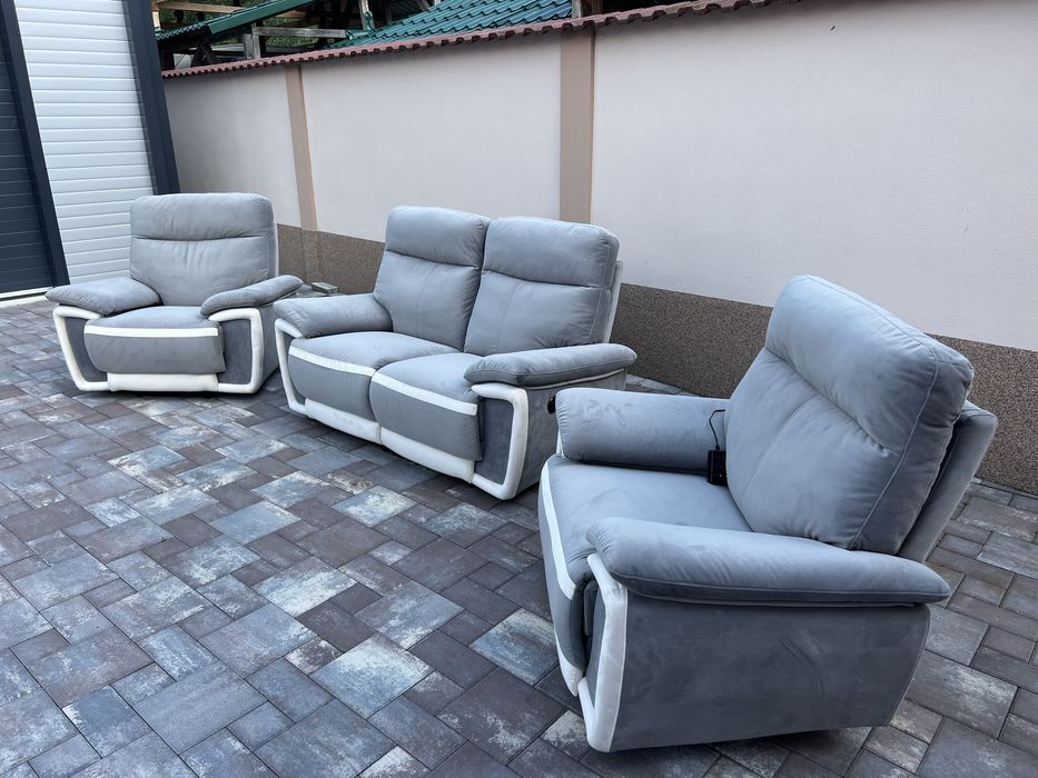 Set Canapea ~ Canapele 2 - 1 - 1 Catifea cu Recliner electric NOU