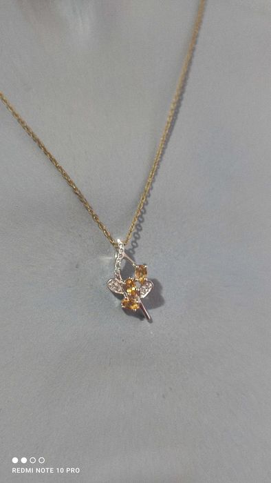 Pandantiv din argint cu citrin si topaz alb