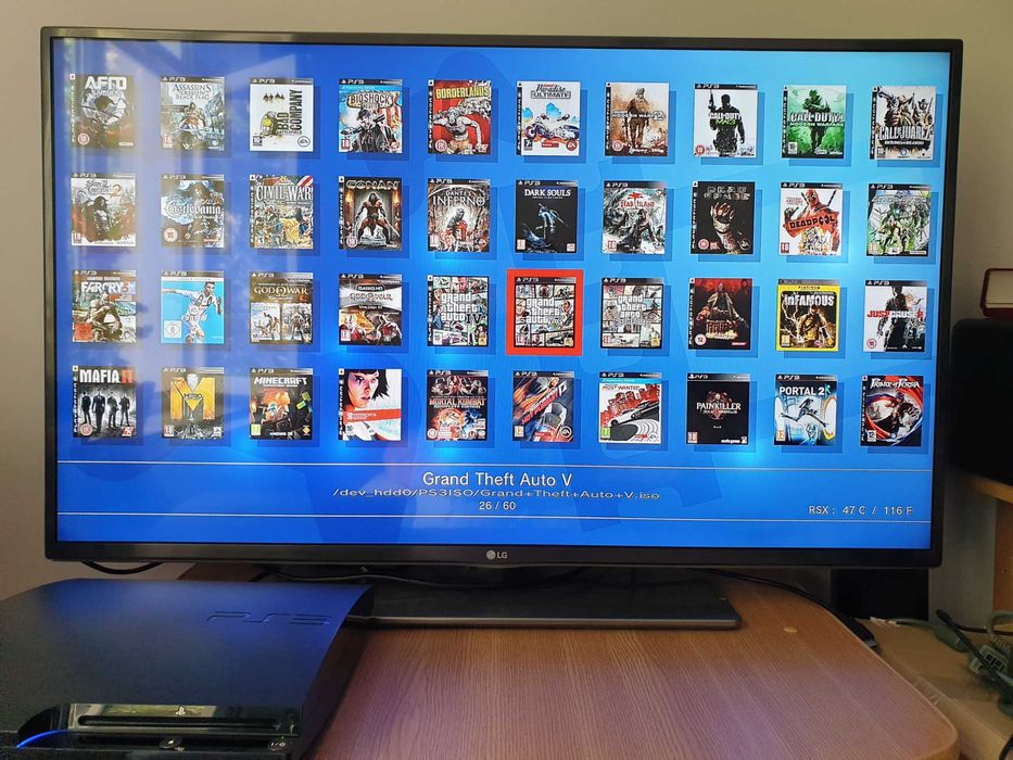 PS3 modat CFW 500 GB + 60 jocuri (GTA V, Red Dead, God of War, NFS)