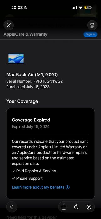 Macbook Air M1 13,6”
