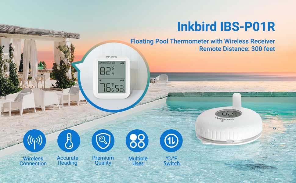 Termometru wireless pentru piscină IBS-P01R