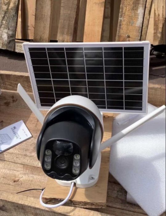 Външна 4G соларна въртяща се камера с панел, SIM карта, 10MP, Детектор