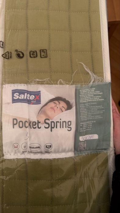 Saltea 90x200 ca nouă Saltex Pocket Spring utilizată doar cu protecție de saltea