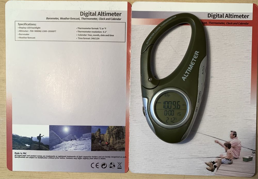 8 În 1 Carabiner Barometru Altimetru Termometru