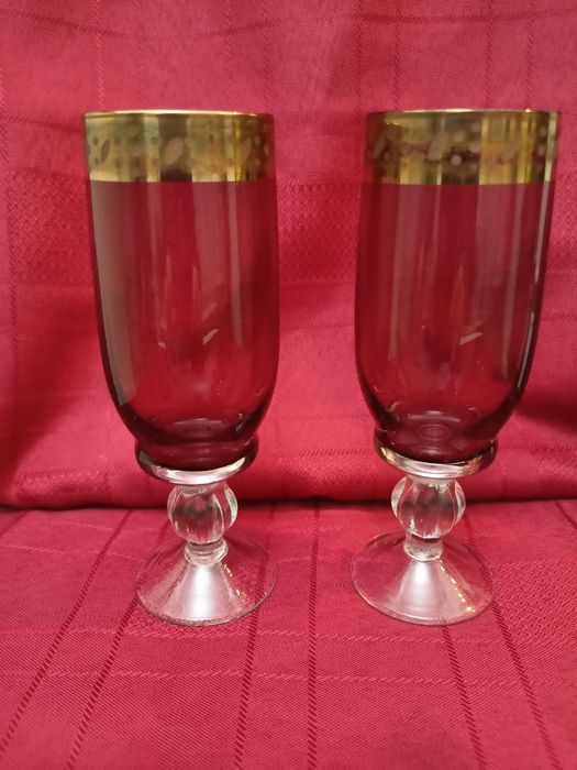 Советское цветное стекло графин со стопками