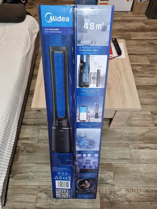 Ventilator turn cu purificare aer Midea AMS150-PBW, Smart WiFi