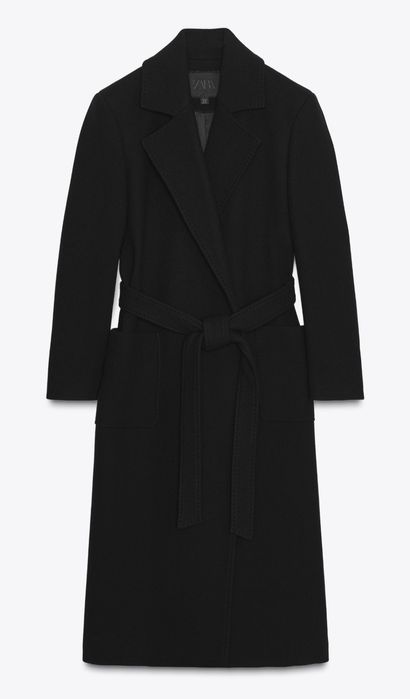 Пухкаво  и черно вълнено палто Zara