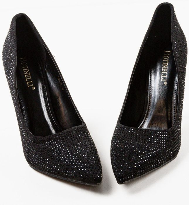 Дамски обувки с ток с камъни 36