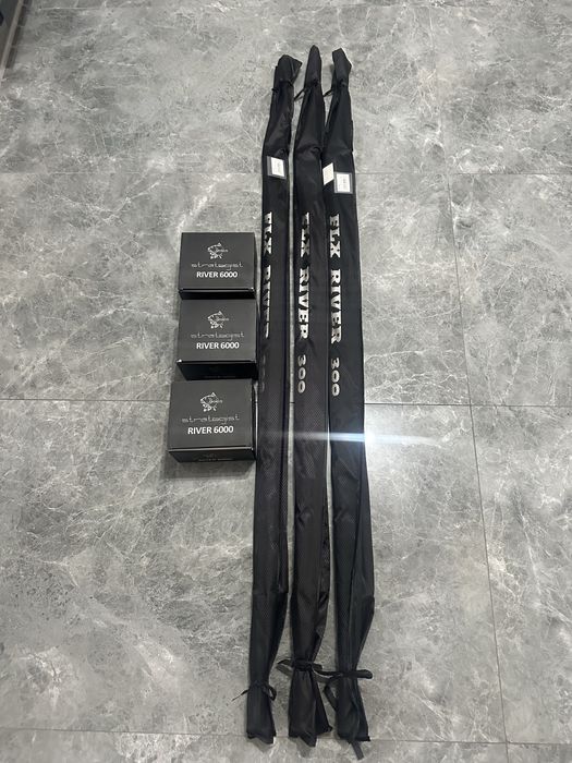 SET RIVER  3 Lansete FL Pro FLX River 3.00m/70-350g + 3 Mulinete Fl Strategist River 6000 10rulment