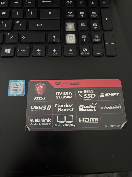 Laptop MSI Nvidia GTX 950M