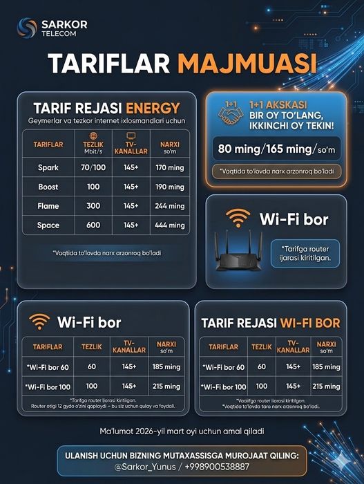 O'zbekistondagi hududidagi eng tezkor va ommabop internet provayderi