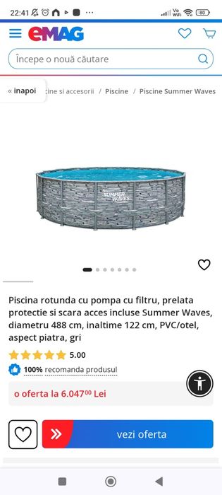 Piscina 4.88 m diametru , 1.22 m inaltime