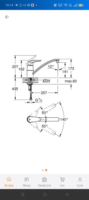 Baterie de bucătărie Grohe originală completă