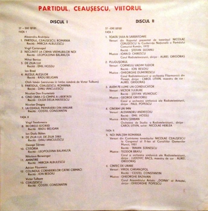Partidul, Ceaușescu, Romania -Vinil box, 5 viniluri
