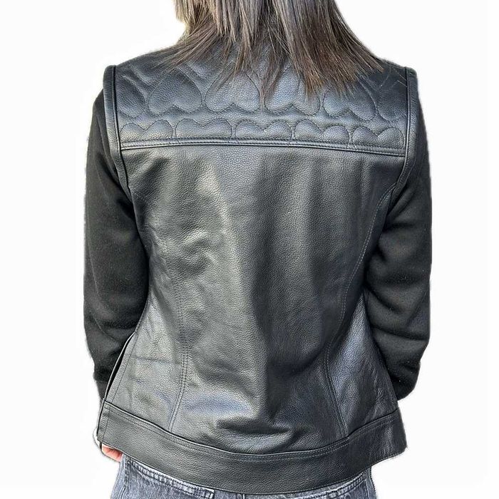 Ново ! Дамски Елек Черен Leather Heart