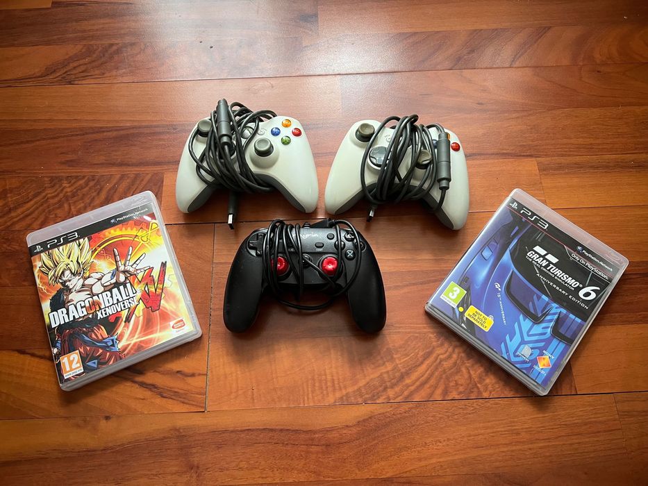 Set trei controllere (manete) Xbox 360 + Myria + jocuri PS3