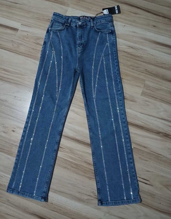Blugi dama cu strasuri,noi,mar S,merg 36-38