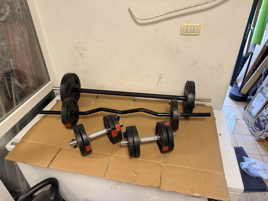 Pachet sala, Bara Haltera+Bara z ez+Gantere Reglabile noi, Greutate totala 32 kg. Pret 400 lei