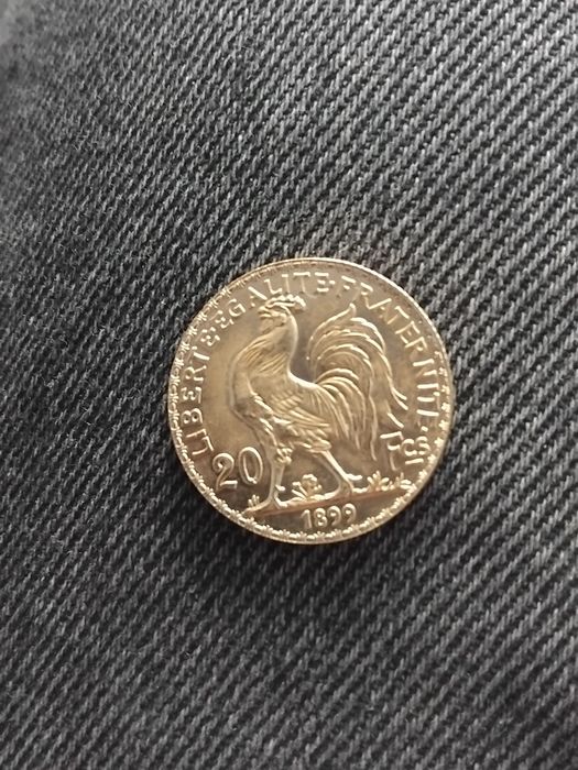 Replică Monedă 20 Franci „Cocoșel” (1899) – Obiect de colecție/decor