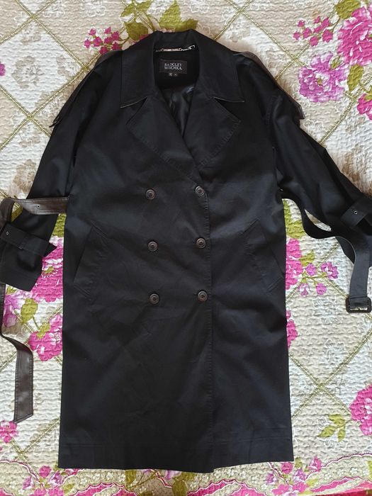 Trench Badgley Mischka negru midi bumbac