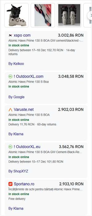 Clapari  ski ATOMIC HAWX 130 BOA, mondopoint 29.5, practic NOI