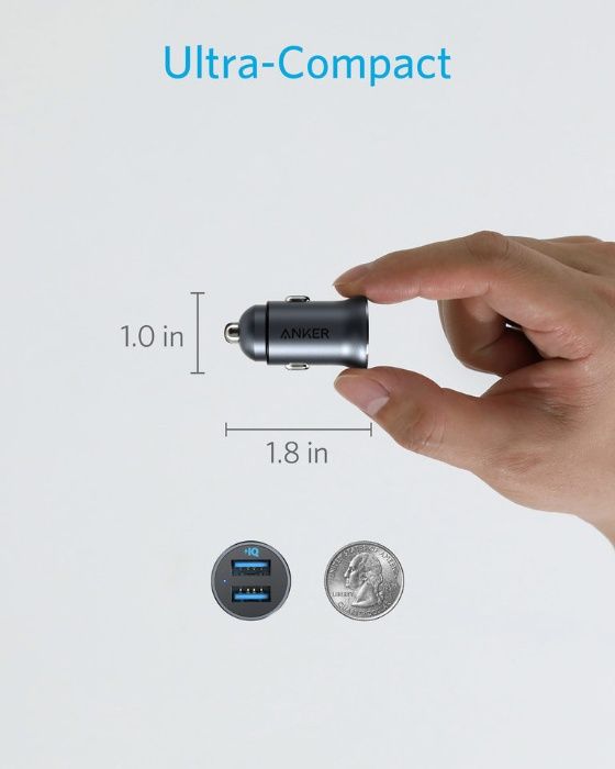 Anker PowerDrive 2 Alloy -зарядно с алуминиев корпус, 24W обща мощност
