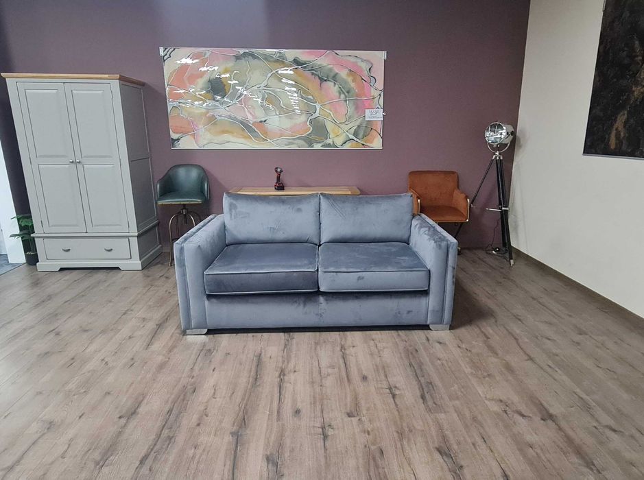 Сив диван от плат тройка с функция сън