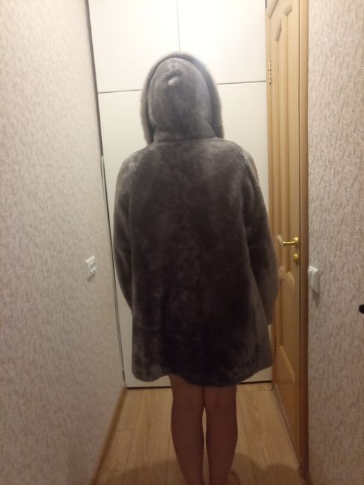 Шуба мутон с капюшоном