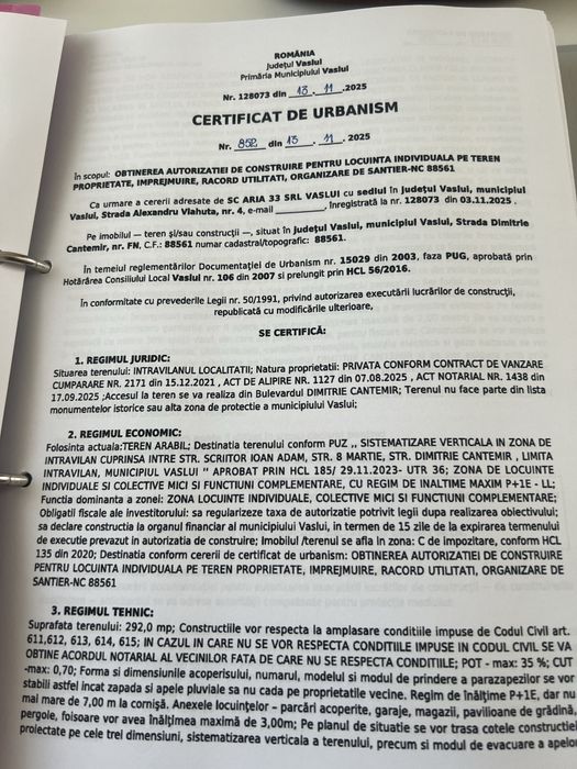 De vanzare teren + proiect + autorizatie de constructie