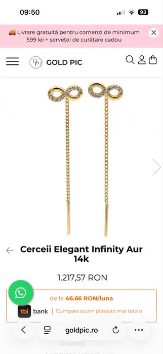Cercei aur 14k deosebiti