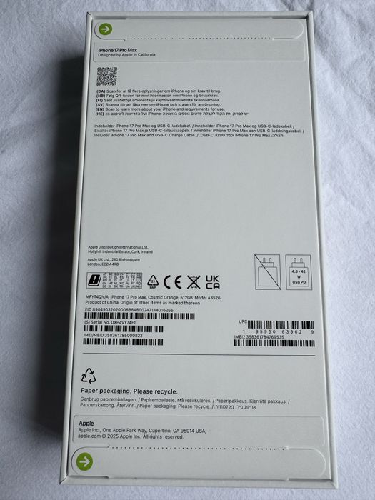Iphone 17 Pro  Max 256G. Si 512g