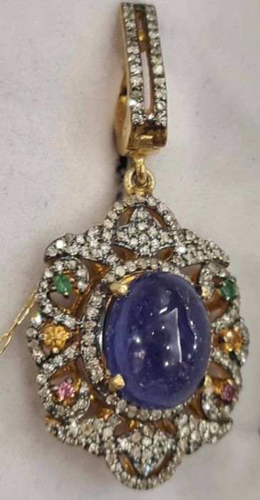 Set din argint 925 % aurit cu diamante si tanzanite naturale