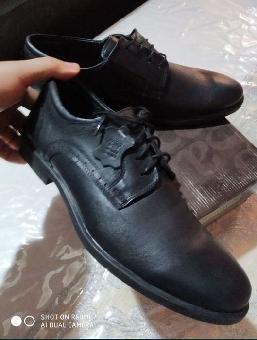 Фирменные туфли утеплёные из натуральной кожи 44р производства Турции