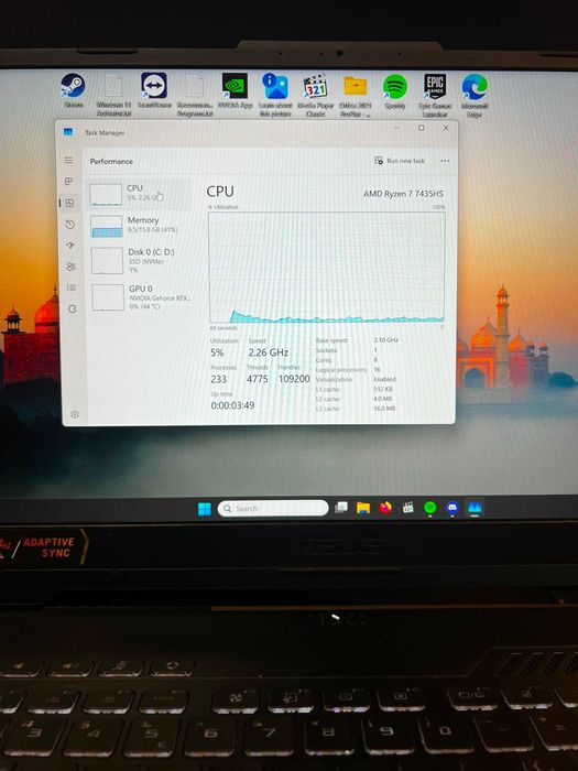 Laptop ASUS TUF A15 / RYZEN 7 / 16 GB RAM DDR5 / RTX 4060 * Krom Amanet Margeanului *