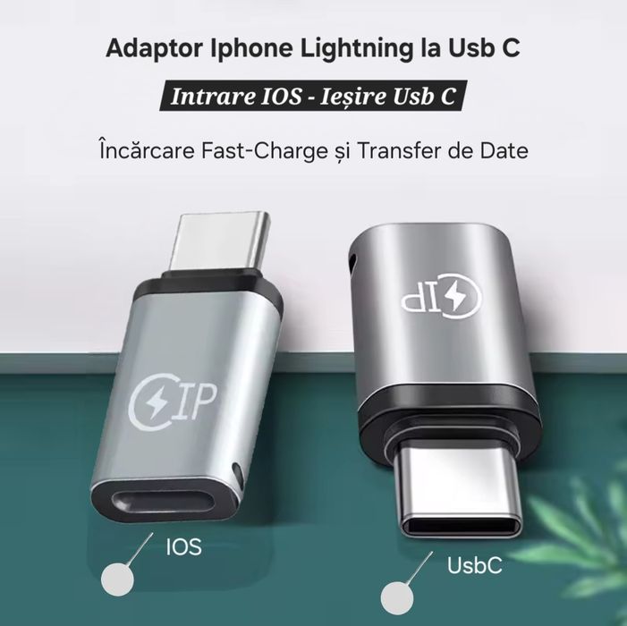 Set 3 adaptori, diferite modele: Usb/UsbC/Iphone. 10A/Transfer Date