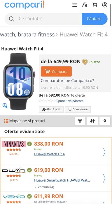 MDM vinde: Huawei Fit 4, Black.