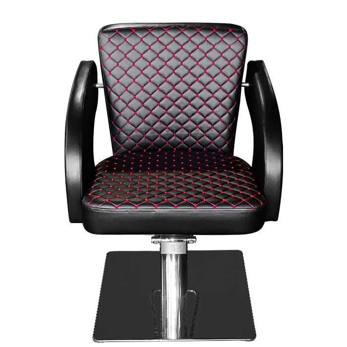 М1001 – черен с червени шевове професионален фризьорски стол