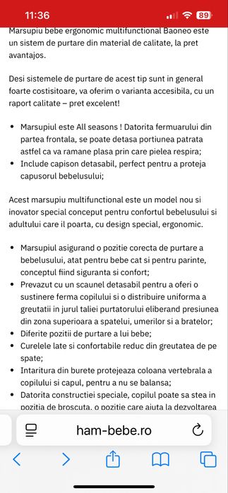 Marsupui ergonomic cu scaunel