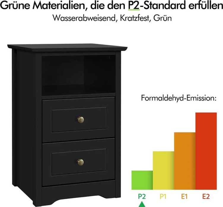Noptiera moderna cu sertare si spatiu depozitare |R 591763 Black