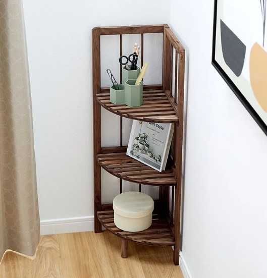 Дървена ъглова етажерка/рафт/ стелаж/ цвяетарник ? органайзер