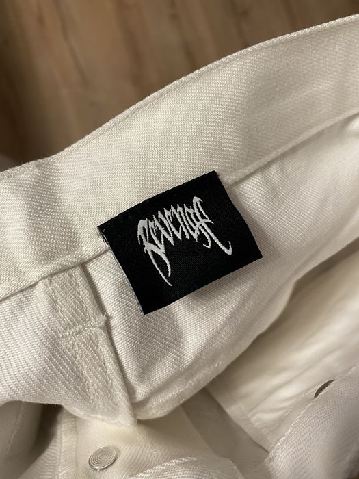 Revenge White Denim Embroidered Jeans