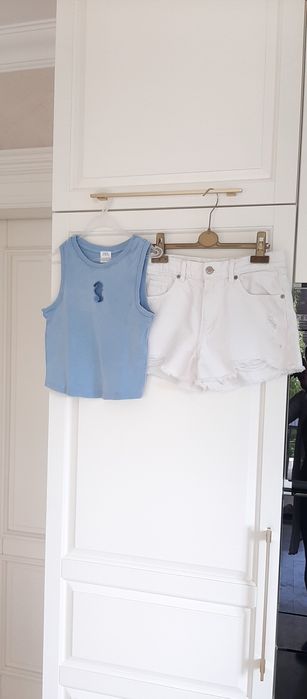 Set ZARA,fete 11-12 ani, pantaloni scurti blug + tricou