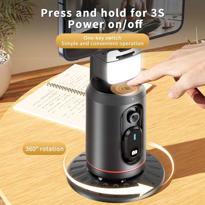 Автоматична стойка за телефон 360° + проследяване на лице + LED