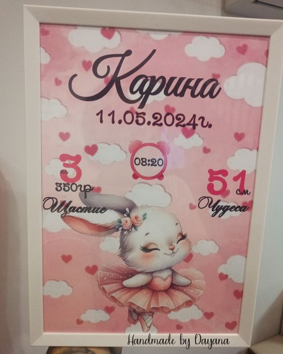 Бебешка визитка в рамка