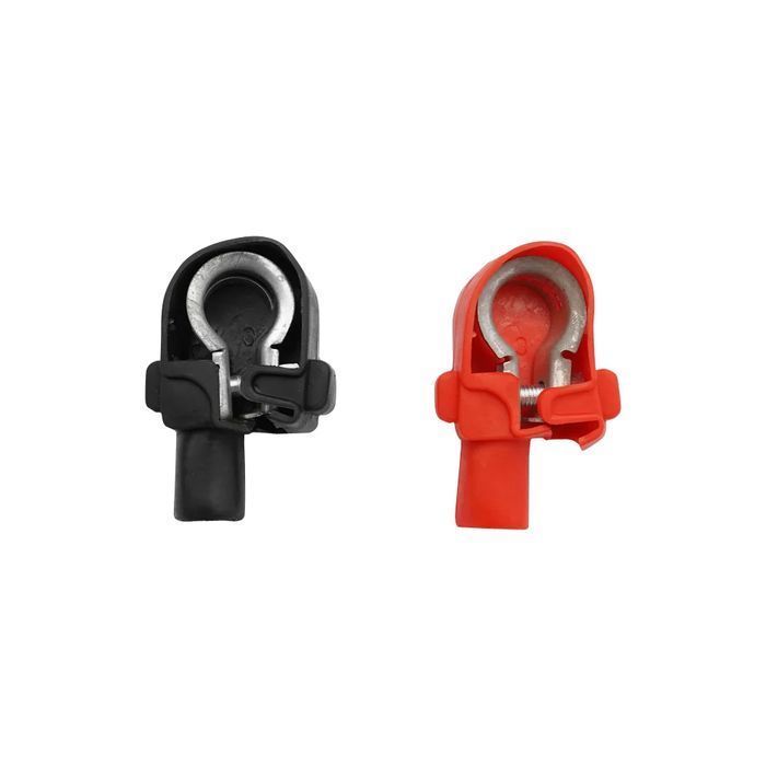 Set 2 borne baterie auto Breckner, cu protectie cauciuc rosu, negru